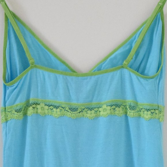 VS PINK Blue & Green Contrast Lace Trim Cami Tank Top | Size XS - Picture 4 of 5